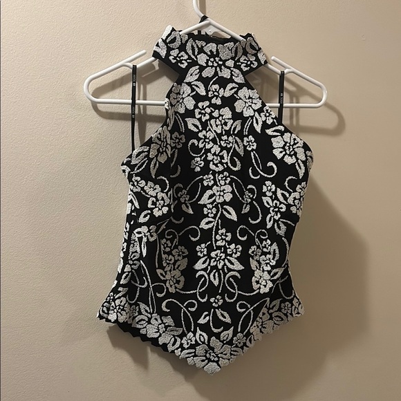 Tadashi  Black and White Embellished top - large - open back - high neck - Picture 1 of 6